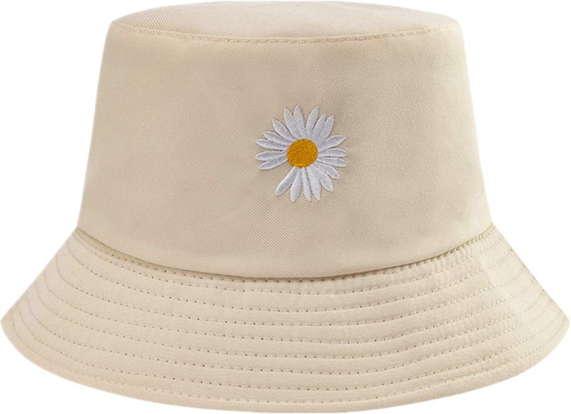 EYBF Flower Reversible Bucket Hat Cotton Summer Travel Beach Sun Hats Emboridery for Women Men - Image 1